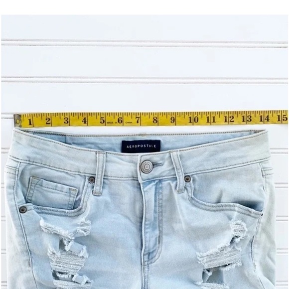 Aeropostale Blue Distressed Jean Shorts - Picture 8 of 9